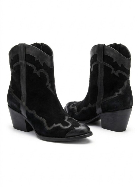 Reba Shoes - Reba Black Ankle Booties Western Style